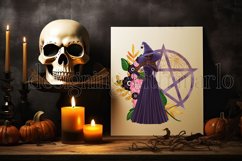 Purple Pentagram and Witch, Halloween Sublimation Design, d1 Product Image 4