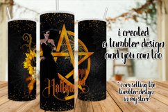 Happy Halloween Pentagram Dark Hair Light Witch PNG Graphic Product Image 6