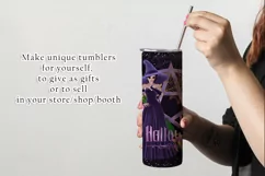 Halloween Witch Purple Pentgram 20oz Tumbler, Dark Hair Product Image 3