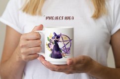 Purple Halloween Pentagram Dark Hair Light Witch PNG Graphic Product Image 5