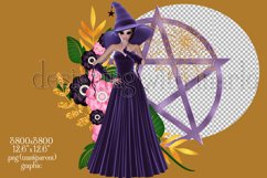 Purple Pentagram and Witch, Halloween Sublimation Design, d2 Product Image 2