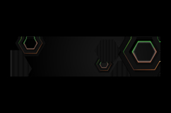 Black hexagon horizontal banner background with colorful shi Product Image 2