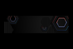 Black hexagon horizontal banner background with colorful shi Product Image 2