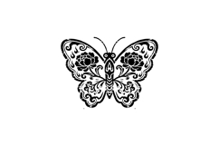 Black illustration art butterfly floral design Product Image 1