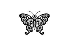 Black illustration art butterfly floral drawing Product Image 1