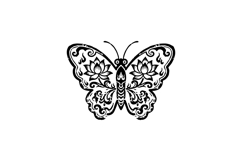 Black illustration art butterfly floral graphic Product Image 1