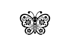 Black illustration art butterfly floral isolated Product Image 1
