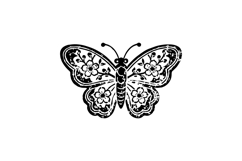 Black illustration art butterfly floral vector Product Image 1
