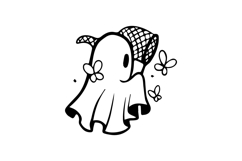 Black illustration art cute ghost character vector Product Image 1