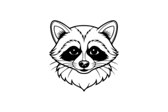 Black illustration drawing head animal raccoon cartoon Product Image 1