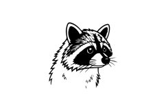 Black illustration drawing head animal raccoon vector Product Image 1
