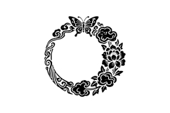 Black illustration moon with floral and butterfly art design Product Image 1