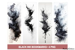 Black Ink Splashes Bookmarks PNG Printable | Dark Academia Product Image 1