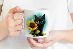 Black Kitten with Sunflower Sublimation | Baby Animals PNG Product Image 2