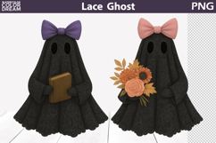 Halloween Ghost Lace Clipart | Black Ghost Sublimation Product Image 1