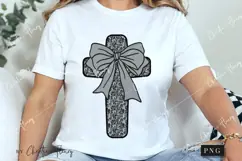 Black Lace Cross Coquette Bow PNG, Christian PNG Product Image 3