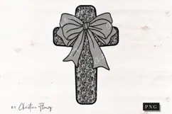 Black Lace Cross Coquette Bow PNG, Christian PNG Product Image 4