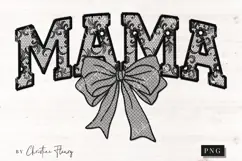Black Lace Mama Coquette Bow PNG, Mama PNG Product Image 4