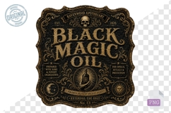 Black Magic Oil Vintage Gothic Apothecary PNG Art Product Image 1