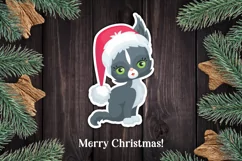 Cats Christmas print and cut stickers PNG Product Image 3