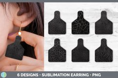 Bundle of six Black on Black Animal Print cow tag earrings sublimation designs.