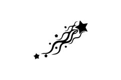 Black or silhouette falling star symbol and icon graphic Product Image 1