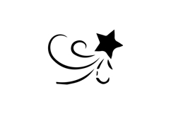 Black or silhouette falling star symbol and icon isolated Product Image 1