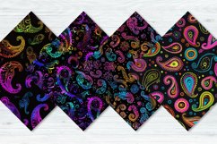 Black Paisley Neon Colors Digital Paper Bundle Product Image 5