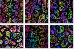 Black Paisley Neon Colors Digital Paper Bundle Product Image 2