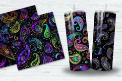 Black Paisley Neon Colors Digital Paper Bundle Product Image 3