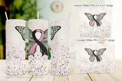Black & Pink Butterfly Ribbon 20oz Tumbler Product Image 4