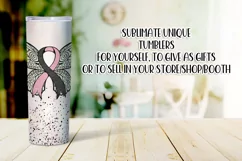 Black & Pink Butterfly Ribbon 20oz Tumbler Product Image 3