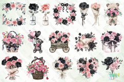 Black Pink Rose Valentine Clipart Bundle Product Image 6