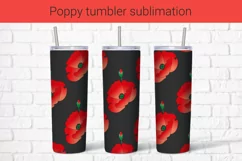 Red poppies flowers black sublimation tumbler wrap 20 Oz Product Image 1