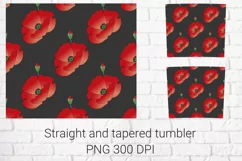 Red poppies flowers black sublimation tumbler wrap 20 Oz Product Image 2