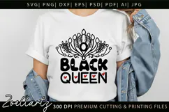 Black Queen SVG PNG EPS DXF Black Girl Magic T-shirt Design Product Image 4