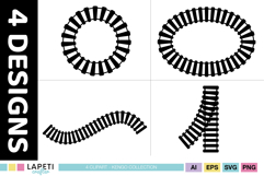 Black train track SVG graphics for creating railroad-themed party decorations