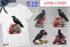Gothic book lover clipart bundle, Gothic floral designs PNG Product Image 11