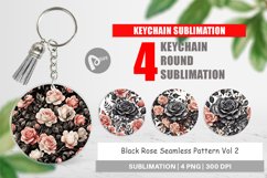 Keychain Black Rose Pattern Product Image 1