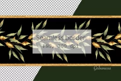 Seamless border with green and gold leaves | Floral garland Product Image 2