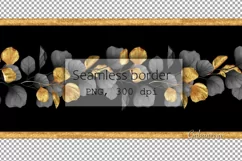 Seamless border with gold and black leaves | Floral garland Product Image 2