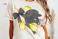 Softball Coquette png, Black Bows Sports Deisgn Product Image 2