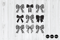 Black Striped Bow SVG, Black Ribbon SVG, Checkered Coquette Product Image 1