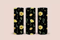 black sunflower leaves skinny tumbler sublimation design for 20oz and 30oz skinny tumbler sublimation wrap