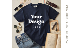 Black T-shirt Mockups Bella and Canvas Top View Mockups Product Image 1