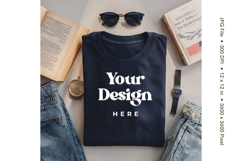 Black T-shirt Mockups Bella and Canvas Top View Mockups Product Image 1