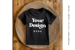 Black T-shirt Mockups Bella and Canvas Top View Mockups Product Image 1