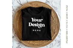 Black T-shirt Mockups Bella and Canvas Top View Mockups Product Image 1