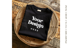 Black T-shirt Mockups Bella and Canvas Top View Mockups Product Image 1