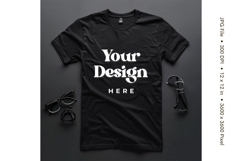 Black T-shirt Mockups Bella and Canvas Top View Mockups Product Image 1